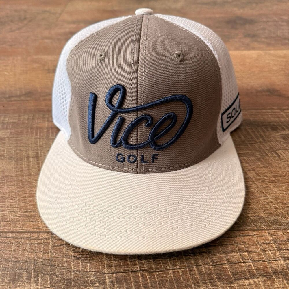 Vice Golf Hat Cap Snap Back Adult One Size Gray Blue Embroidered 100% Cotton